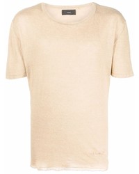 T-shirt girocollo lavorata a maglia beige di Alanui