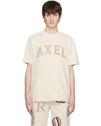T-shirt girocollo lavorata a maglia beige di Axel Arigato