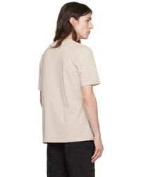 T-shirt girocollo lavorata a maglia beige di Heliot Emil