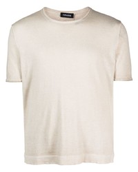 T-shirt girocollo lavorata a maglia beige di Cenere Gb