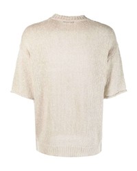 T-shirt girocollo lavorata a maglia beige di Roberto Collina
