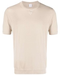 T-shirt girocollo lavorata a maglia beige di Eleventy