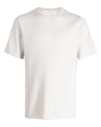 T-shirt girocollo lavorata a maglia beige di Extreme Cashmere