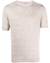 T-shirt girocollo lavorata a maglia beige di Fileria