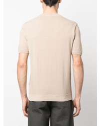 T-shirt girocollo lavorata a maglia beige di Eleventy
