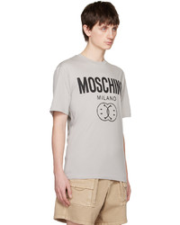 T-shirt girocollo lavorata a maglia beige di Moschino