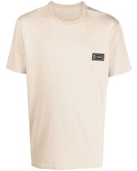 T-shirt girocollo lavorata a maglia beige di Les Hommes