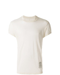 T-shirt girocollo lavorata a maglia beige di Rick Owens DRKSHDW
