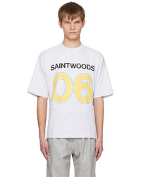 T-shirt girocollo lavorata a maglia beige di Saintwoods