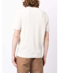 T-shirt girocollo lavorata a maglia beige di Man On The Boon.