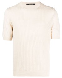 T-shirt girocollo lavorata a maglia beige di Tagliatore