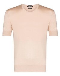 T-shirt girocollo lavorata a maglia beige di Tom Ford