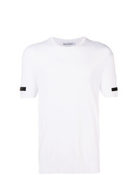 T-shirt girocollo lavorata a maglia bianca e nera