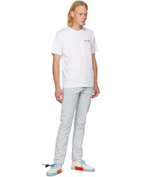 T-shirt girocollo lavorata a maglia bianca e nera di Off-White