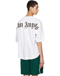 T-shirt girocollo lavorata a maglia bianca e nera di Palm Angels