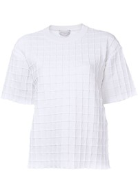 T-shirt girocollo lavorata a maglia bianca