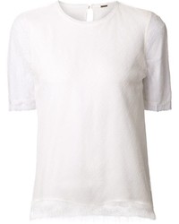 T-shirt girocollo lavorata a maglia bianca di ADAM by Adam Lippes