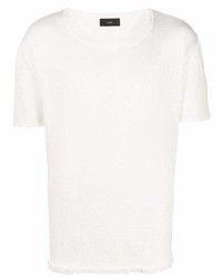 T-shirt girocollo lavorata a maglia bianca di Alanui