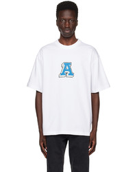 T-shirt girocollo lavorata a maglia bianca di Axel Arigato