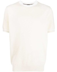T-shirt girocollo lavorata a maglia bianca di BOSS
