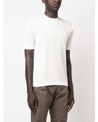 T-shirt girocollo lavorata a maglia bianca di Dell'oglio
