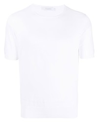 T-shirt girocollo lavorata a maglia bianca di Cruciani