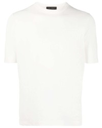 T-shirt girocollo lavorata a maglia bianca di Dell'oglio