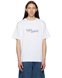 T-shirt girocollo lavorata a maglia bianca di Dime