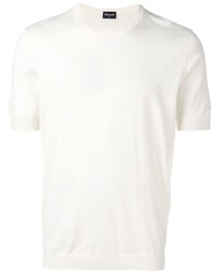 T-shirt girocollo lavorata a maglia bianca di Drumohr