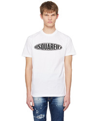 T-shirt girocollo lavorata a maglia bianca di DSQUARED2