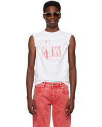 T-shirt girocollo lavorata a maglia bianca di Guess Jeans U.S.A.