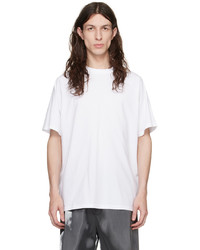 T-shirt girocollo lavorata a maglia bianca di Heliot Emil