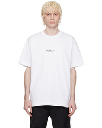 T-shirt girocollo lavorata a maglia bianca di Helmut Lang