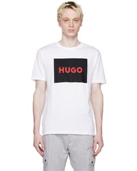 T-shirt girocollo lavorata a maglia bianca di Hugo