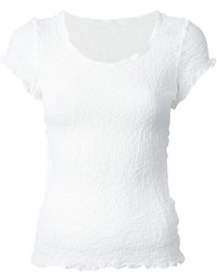 T-shirt girocollo lavorata a maglia bianca di Issey Miyake