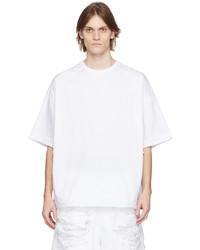 T-shirt girocollo lavorata a maglia bianca di Juun.J