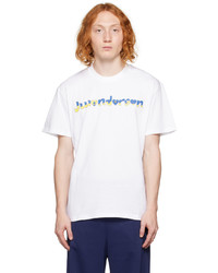 T-shirt girocollo lavorata a maglia bianca di JW Anderson