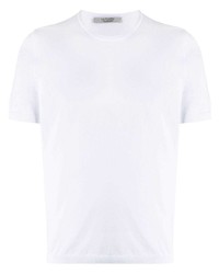 T-shirt girocollo lavorata a maglia bianca di La Fileria For D'aniello