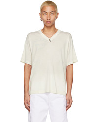 T-shirt girocollo lavorata a maglia bianca di Lisa Yang