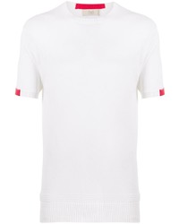 T-shirt girocollo lavorata a maglia bianca di Maison Flaneur