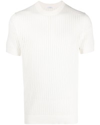 T-shirt girocollo lavorata a maglia bianca di Malo