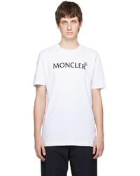 T-shirt girocollo lavorata a maglia bianca di Moncler
