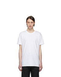 T-shirt girocollo lavorata a maglia bianca di Naked and Famous Denim