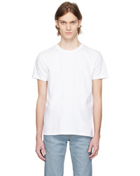 T-shirt girocollo lavorata a maglia bianca di Naked & Famous Denim