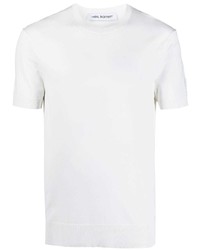 T-shirt girocollo lavorata a maglia bianca di Neil Barrett