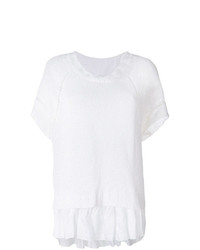 T-shirt girocollo lavorata a maglia bianca di P.A.R.O.S.H.