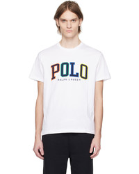 T-shirt girocollo lavorata a maglia bianca di Polo Ralph Lauren
