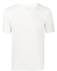 T-shirt girocollo lavorata a maglia bianca di Sandro Paris