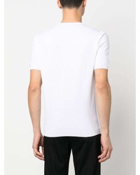 T-shirt girocollo lavorata a maglia bianca di Cruciani