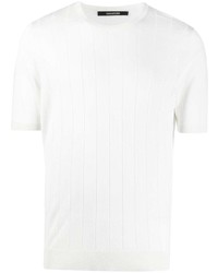 T-shirt girocollo lavorata a maglia bianca di Tagliatore